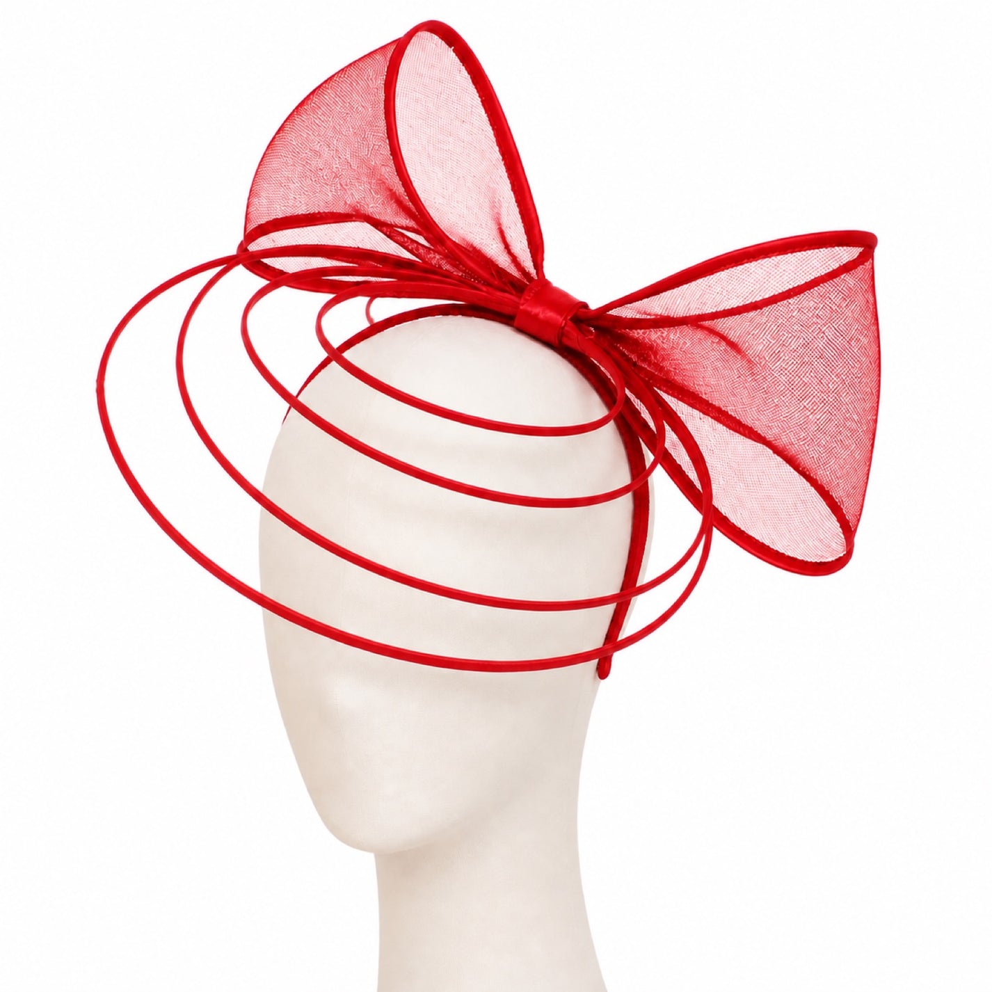 Poppy Crinoline Bow Fascinator Headband in red