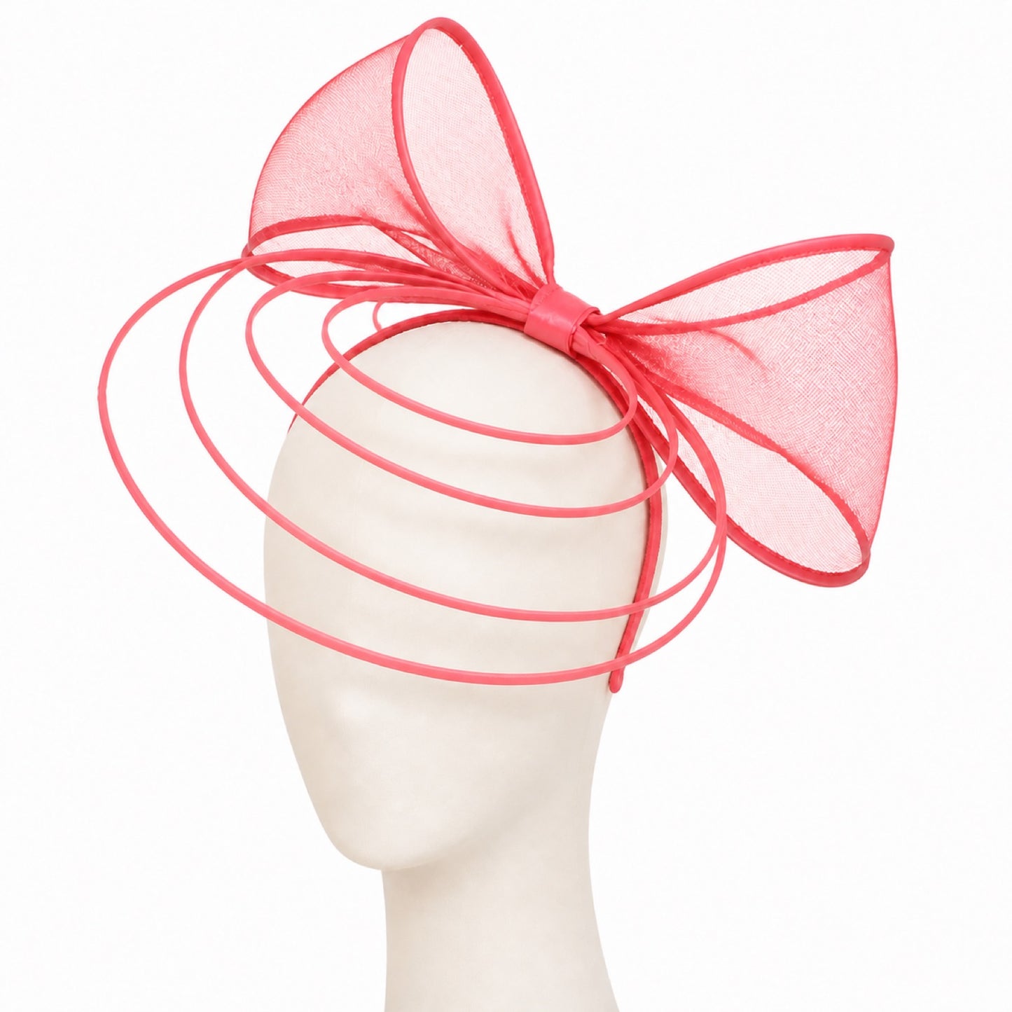 Poppy Crinoline Bow Fascinator Headband in watermelon