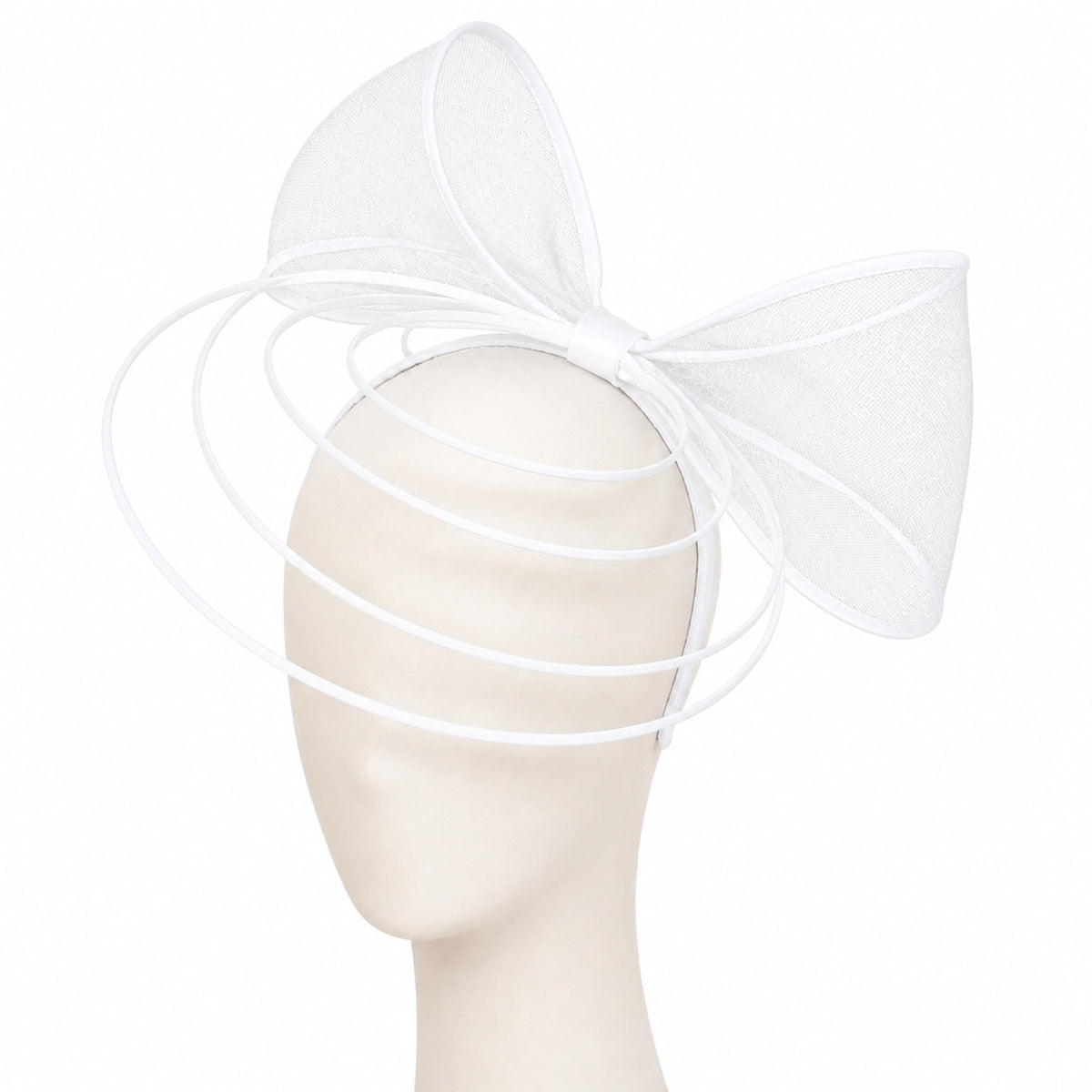 Poppy Crinoline Bow Fascinator Headband in white