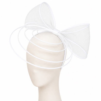 Poppy Crinoline Bow Fascinator Headband in white