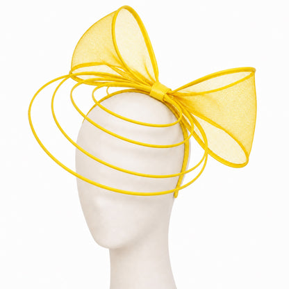 Poppy Crinoline Bow Fascinator Headband in yellow